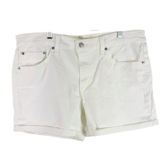 Levi’s Women's 33 Mid Length Midrise Denim Shorts Stretch Off White NWT 0599 - Picture 2 of 15